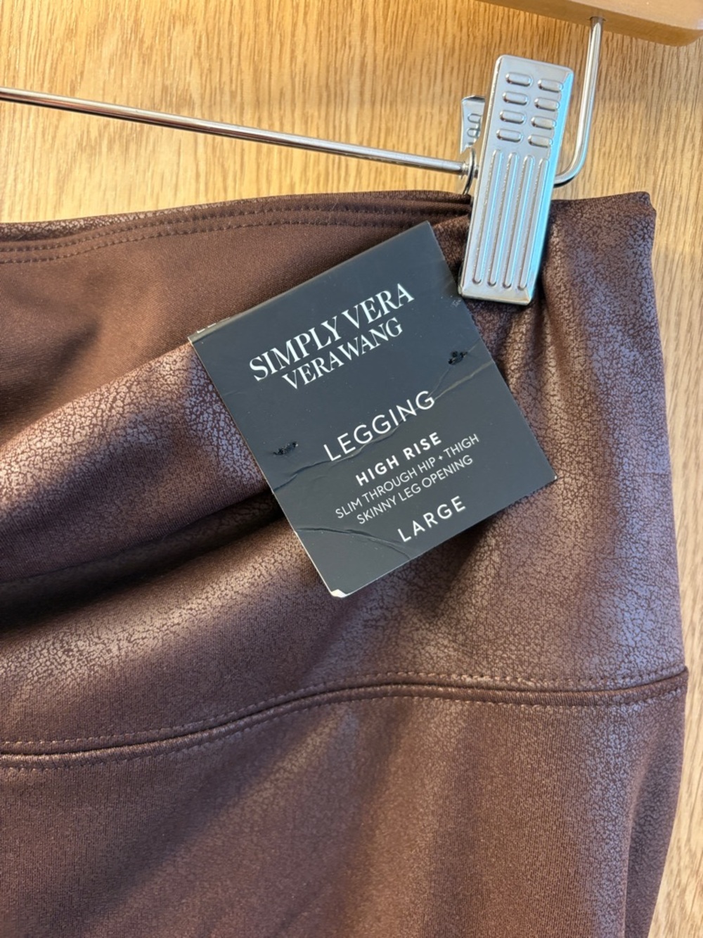 Simply Vera Vera Wang Brown Faux Leather High-Rise Leggings - Picture 2 of 3